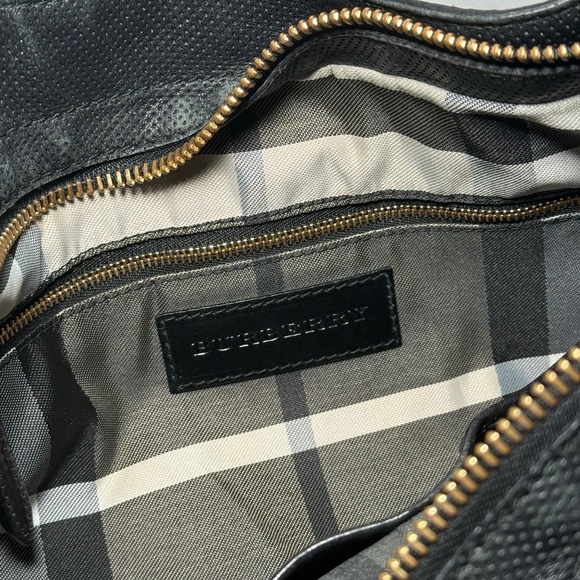 Burberry Women’s Leather Hobo Bag Black Luxury Designer Purse - Picture 7 of 9